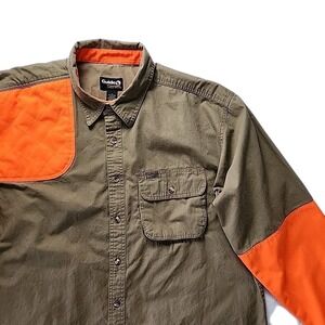 GUIDE SERIES Men's XL Heavy Cotton Khaki Orange Hunting Long Sleeve Shirt EUC!